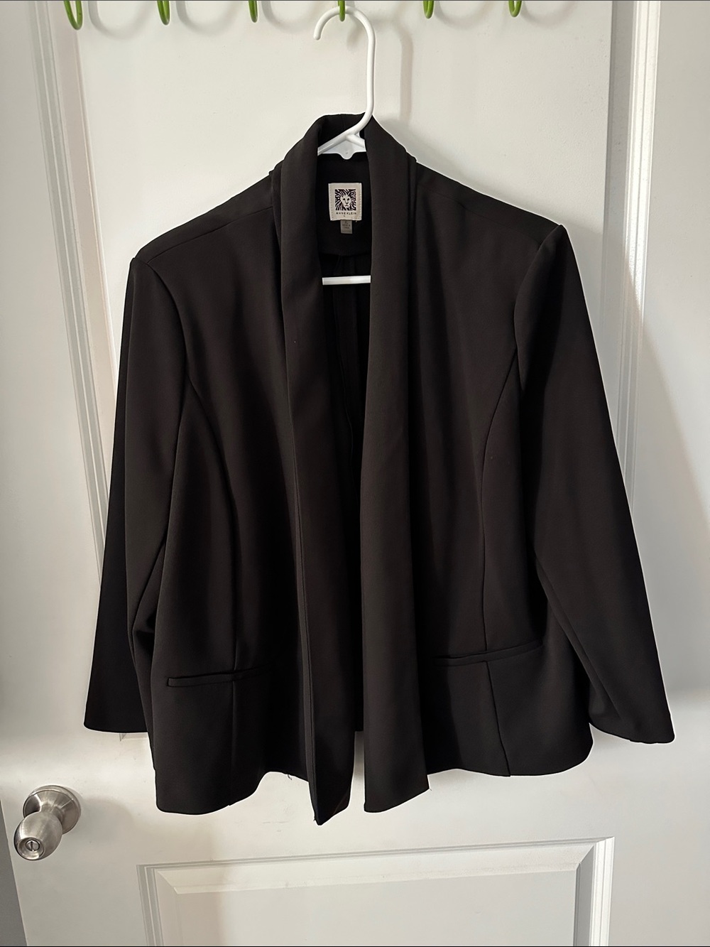 Anne Klein Black Open-Front Draped Blazer